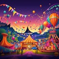 Vibrant and whimsical festival scene