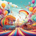 Vibrant and whimsical festival scene