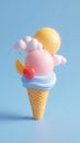 Colorful Ice Cream Cone with Sky and Clouds Royalty Free Stock Photo