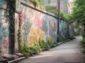 Colorful street art on concrete wall