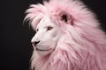 Vibrant White lion head pink background. Generate Ai