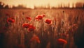 Vibrant wildflowers bloom in tranquil meadow at dawn first light generated by AI