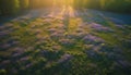 Vibrant wildflowers bloom in uncultivated meadow generated by AI