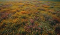 Vibrant wildflowers bloom in uncultivated meadow space generated by AI