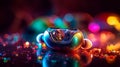 Vibrant Wireless Earbuds Shine on Colorful Background in Gorgeous Photoshoot