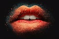 Vibrant woman lips. Beautiful illustration picture. Generative AI