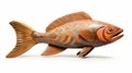 Vibrant Wood Fish Figurine: Carved With Precisionist Lines
