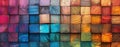 Vibrant wooden cube pattern triadic color scheme arrangement on panel. Generated AI Royalty Free Stock Photo
