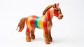 Vibrant Wooden Horse With Stripes - Inspired By John Wilhelm\'s Style