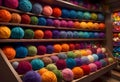 Vibrant Woolen Knitting Yarns, Generative AI