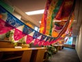 Colorful flags and art celebrate workplace diversity