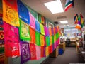 Colorful flags and art celebrate workplace diversity