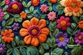 Cambodian fabric designs with this intricate and colorful flowers embroidery