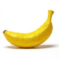 Single Yellow Banana with Textured Skin Isolated on White Studio Background Royalty Free Stock Photo