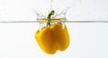 Yellow Bell Pepper Splash in Water - Freshness and Healthy Eating Royalty Free Stock Photo