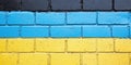 Vibrant Yellow and Blue Brick Wall Royalty Free Stock Photo