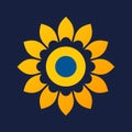 Sunflower Icon: Dark Yellow And Navy Blue Graphic Design-inspired Logo Royalty Free Stock Photo