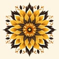 Vibrant Yellow And Brown Flower Design On White Background Royalty Free Stock Photo