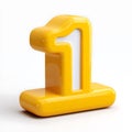 Number one yellow 3d render: isolated image for graphic design and website elements on transparent background Royalty Free Stock Photo