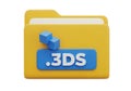 Yellow folder icon with blue .3ds file label and 3d cubes Royalty Free Stock Photo