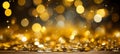 Vibrant yellow glowing particles creating a captivating and dynamic abstract bokeh background Royalty Free Stock Photo