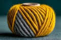 Vibrant Yellow and Gray Yarn Spool for Knitting and Crafting Projects Generative AI Royalty Free Stock Photo