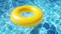 The vibrant yellow inflatable ring floating in a refreshing pool AI generated image Royalty Free Stock Photo