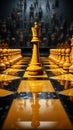 Vibrant yellow setting frames the chessboard and its pieces elegantly Royalty Free Stock Photo