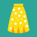 Vibrant yellow skirt featuring playful white polka dots A vibrant yellow skirt with a playful polka dot print, minimalist simple Royalty Free Stock Photo