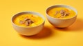 Vibrant Yellow Soup With Meat And Vegetables On Kodak Plus-x Background