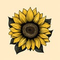 Dark Yellow And Light Bronze Sunflower Vector Illustration Royalty Free Stock Photo