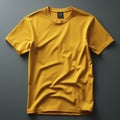 A vibrant yellow t-shirt mockup with a basic design and blank space, perfect for showcasing your creative ideas.