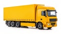 Vibrant Yellow Truck On White Background - Realistic Lifelike Design