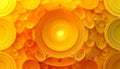 Vibrant yelloworange abstract composition with concentric circles of varying sizes and subtle texture Royalty Free Stock Photo