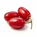 Vibrant Zbrush Art: Three Red Cherries On White Background