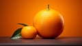 Vibrant Zbrush Still Life: Two Oranges On A Crisp Orange Background