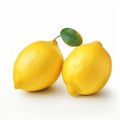 Vibrant Zbrush Style: Two Lemons On White Background