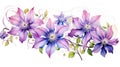 Vibrantly Blooming Watercolor Clematis Vine Flowers AI Generated