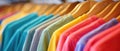 Vibrantly Colored Shirts Suspended On Rustic Wooden Hangers, Awaiting Use
