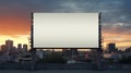 Vibrant sunset forming a fiery backdrop for a blank billboard frame, perfect for bold advertising