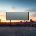 Vibrant sunset forming a fiery backdrop for a blank billboard frame, perfect for bold advertising