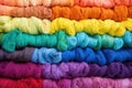 vibrantly dyed yarn crochet surface Royalty Free Stock Photo