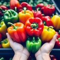 Organic Bell Peppers in Farmer\'s Palms