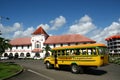 Vibrantly painted bus in Samoa