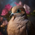 Vibrantly Surreal Mourning Dove Close-up In Hyperrealistic Wildlife Portrait