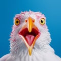 Vibrantly Surreal Seagull Close-up: Dynamic And Exaggerated Facial Expressions