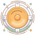 Vibrating futuristic audio speaker or sci-fi energy core vector illustration Royalty Free Stock Photo