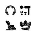 Vibrating massagers black glyph icons set on white space