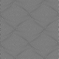 Vibrating seamless pattern of black wavy lines. Optical art repeatable texture. Vibrant dynamic wallpaper