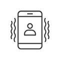Vibration alarm, icon in line design. Vibration, alarm, phone, notification, alert, mobile, signal on white background